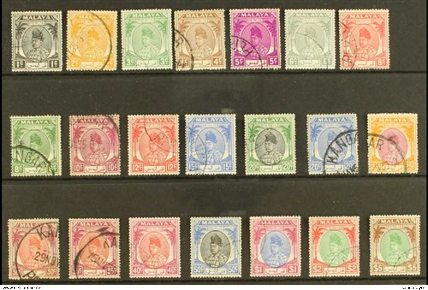 PERLIS 1951-55 Raja Putra Definitive Complete Set, SG 7/27, Used (21 Stamps) For More Images, Please Visit Http://www.sa - Andere & Zonder Classificatie