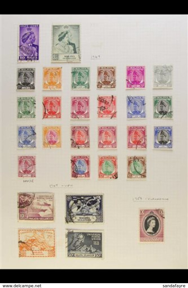 SELANGOR 1948-86 Complete Fine Used Collection Which Includes 1948 RSW Set, 1949-55 Definitive Set, 1949 UPU Set, 1957-6 - Autres & Non Classés
