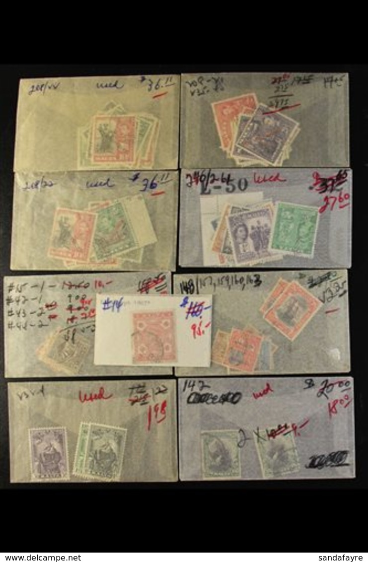 1886 - 1956 VERY FINE USED IN SEVERAL GLASSINE PACKETS. A Lovely Little Lot Of Cds Used Stamps Stuffed Into Several Litt - Malte (...-1964)