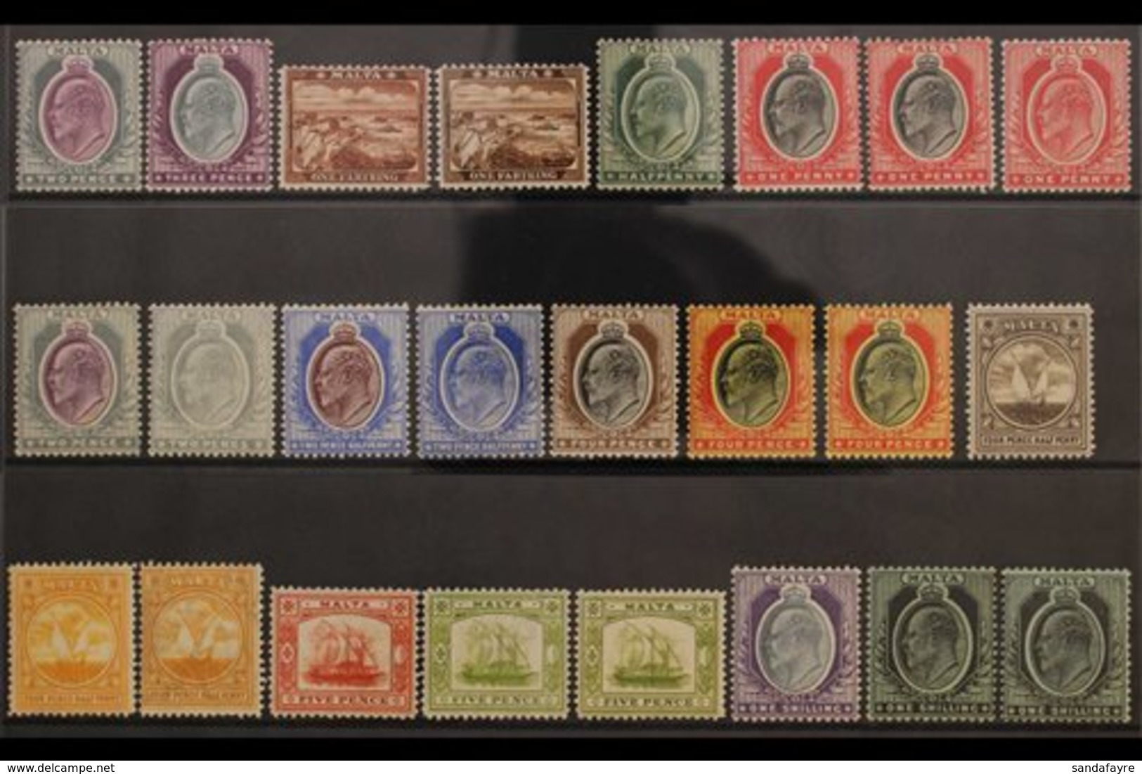 1903-14 KEVII MINT COLLECTION Presented On A Stock Card That Includes 1903-04 CA Wmk 2d & 3d, 1904-14 Set To Both Colour - Malta (...-1964)