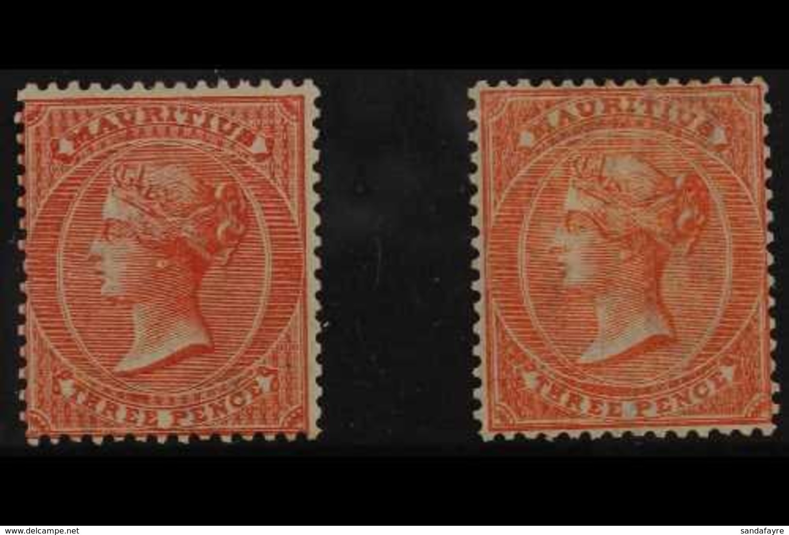 1863-72 3d Deep Red & 3d Dull Red, CC Wmk, SG 61/61a, Mint With Small Gum Bends (2 Stamps) For More Images, Please Visit - Maurice (...-1967)