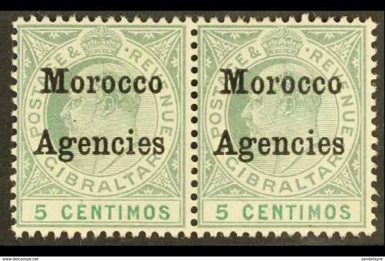 1905 5c Grey Green And Green, Horizontal Pair One Showing The Variety "cd Sideways", SG 24a, Fine Mint. For More Images, - Andere & Zonder Classificatie