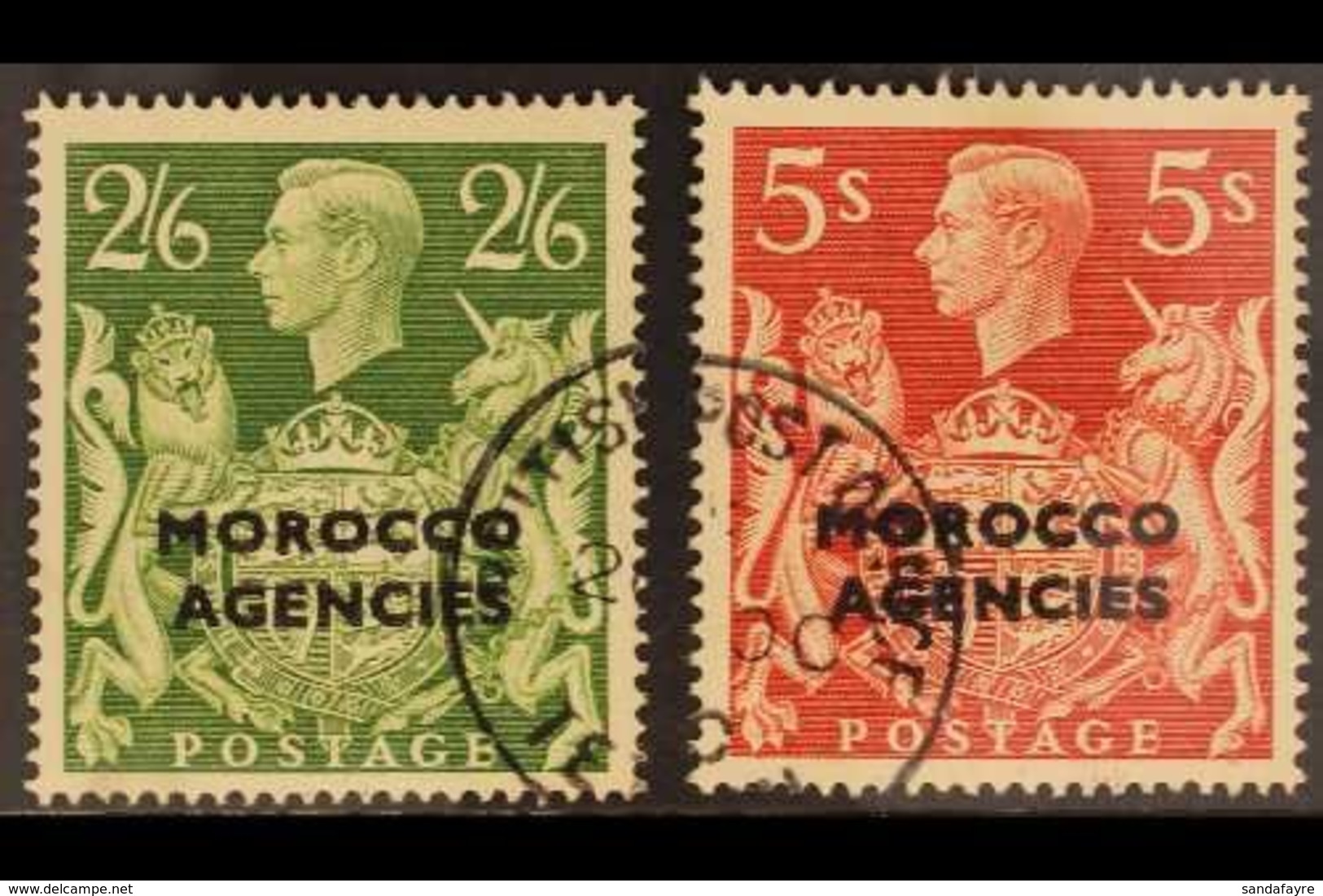 BRITISH CURRENCY 1949 2s6d Yellow-green & 5s Red, SG 92/3, Very Fine Used (2 Stamps). For More Images, Please Visit Http - Autres & Non Classés