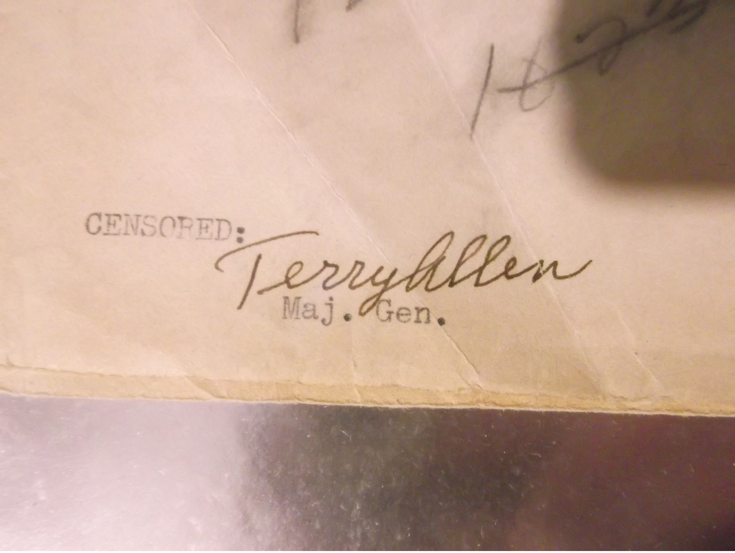 D-DAY WW2 104th Inf.Division Autograph Gen.Terry Allen To The Great Cap.Dawson Joseph - 1939-45