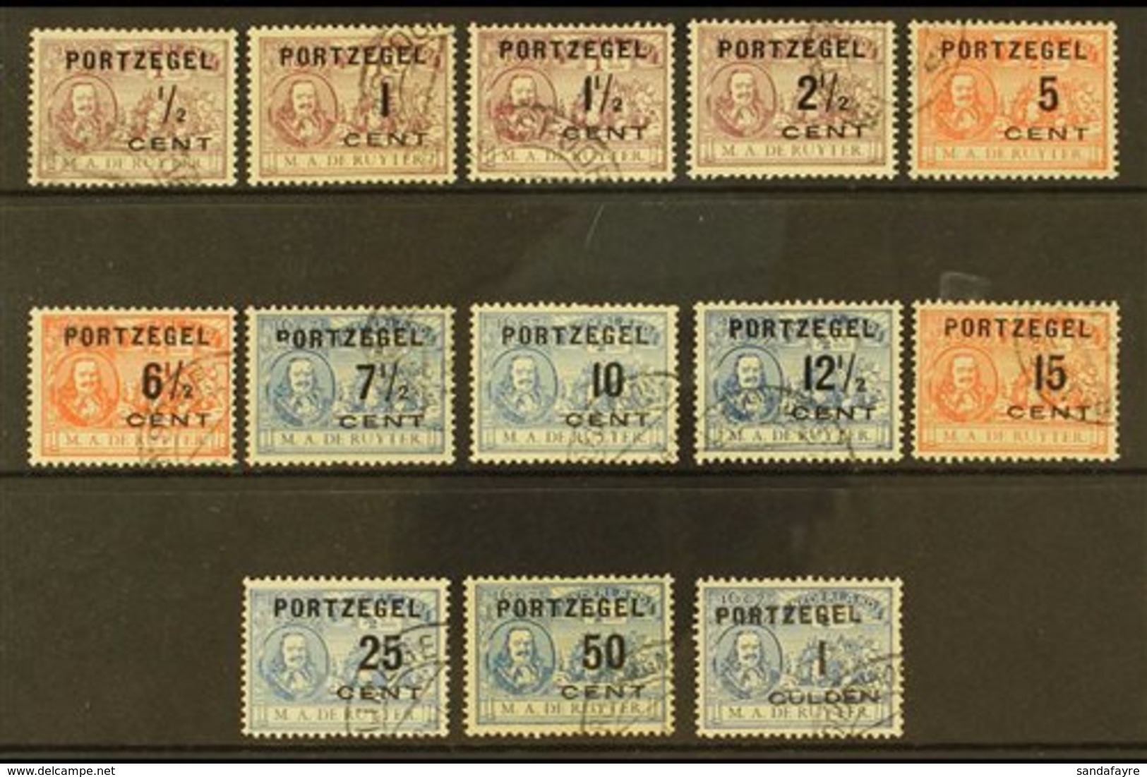 POSTAGE DUES 1907 "Portzegel" Overprints On Ruyter Complete Set (NVPH P31/43, SG D217/29, Michel 29/41), Fine Cds Used,  - Andere & Zonder Classificatie