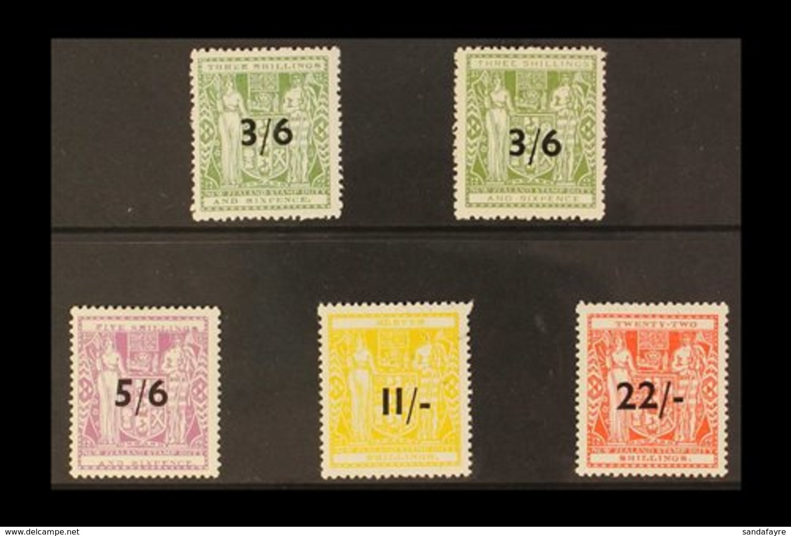 POSTAL FISCAL 1940-53 Surcharged Set To 22/- On 22s, SG F212/216, Very Fine Mint (5 Stamps) For More Images, Please Visi - Andere & Zonder Classificatie