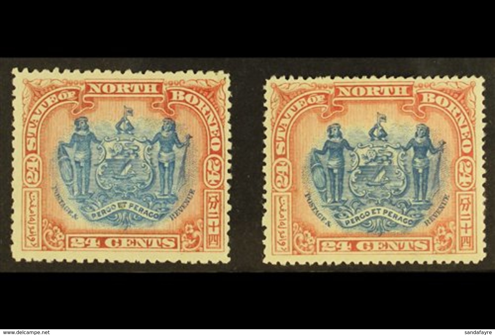 1897 CORRECTED INSCRIPTIONS 24c Perf 13½-14, SG 111, Plus 24c Perf 14½-15, SG 111b, Fine Mint. (2 Stamps) For More Image - North Borneo (...-1963)