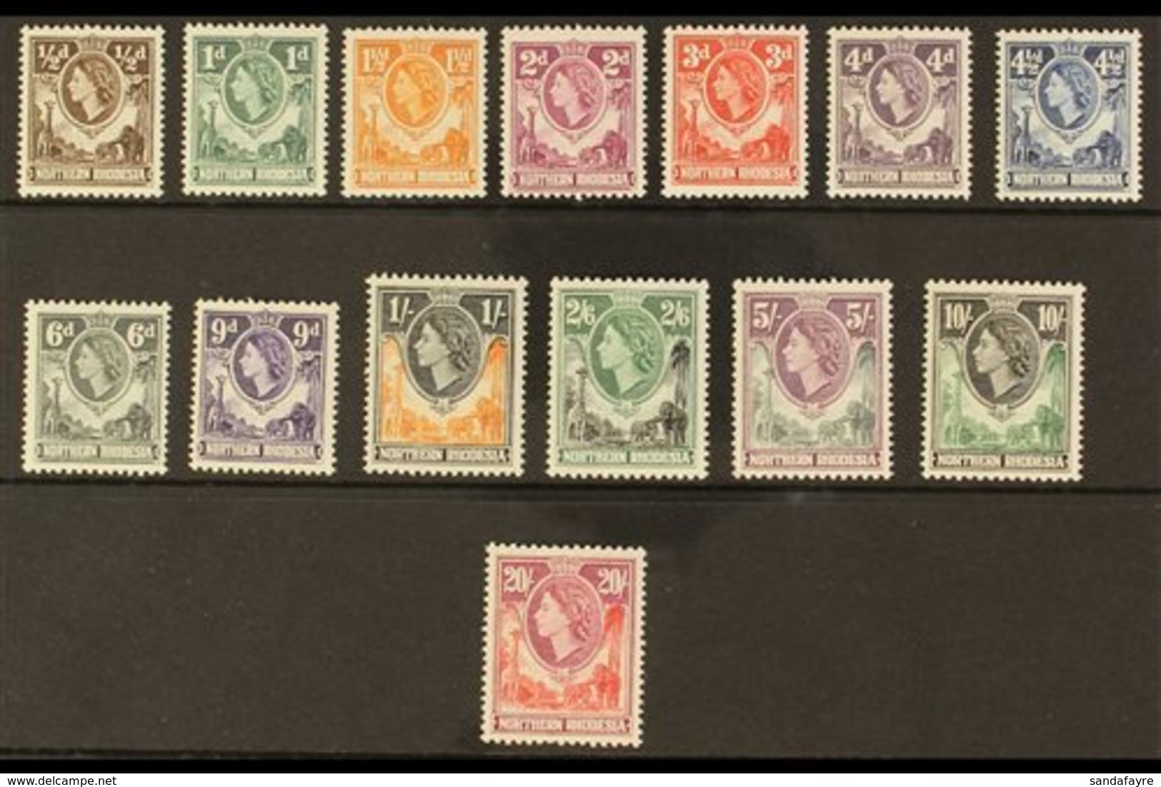 1953 Defins Complete Set, SG 61/74, Never Hinged Mint, Fresh. (14 Stamps) For More Images, Please Visit Http://www.sanda - Northern Rhodesia (...-1963)