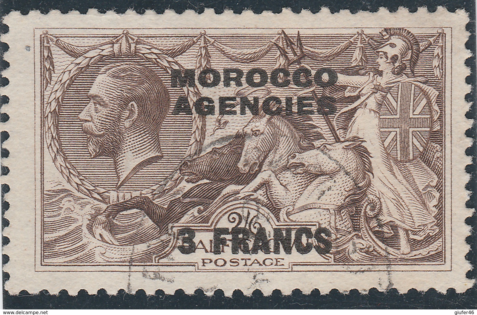 Marocco Agencies - Alto Valore 3 Franc Usato Del 1918 - Marocco (1956-...)