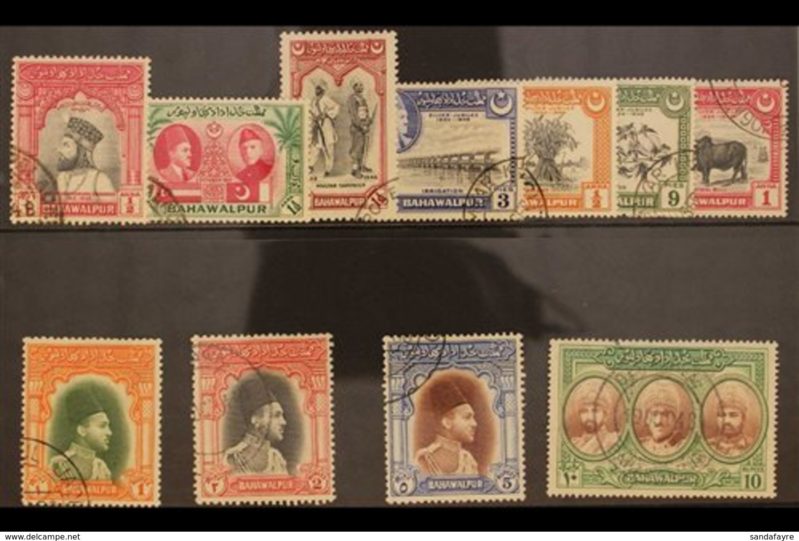 1948-49 USED SELECTION. ALL DIFFERENT Selection That Includes 1948 Anniversary Of Union 1½a, Multan Centenary 1½a, New C - Bahawalpur