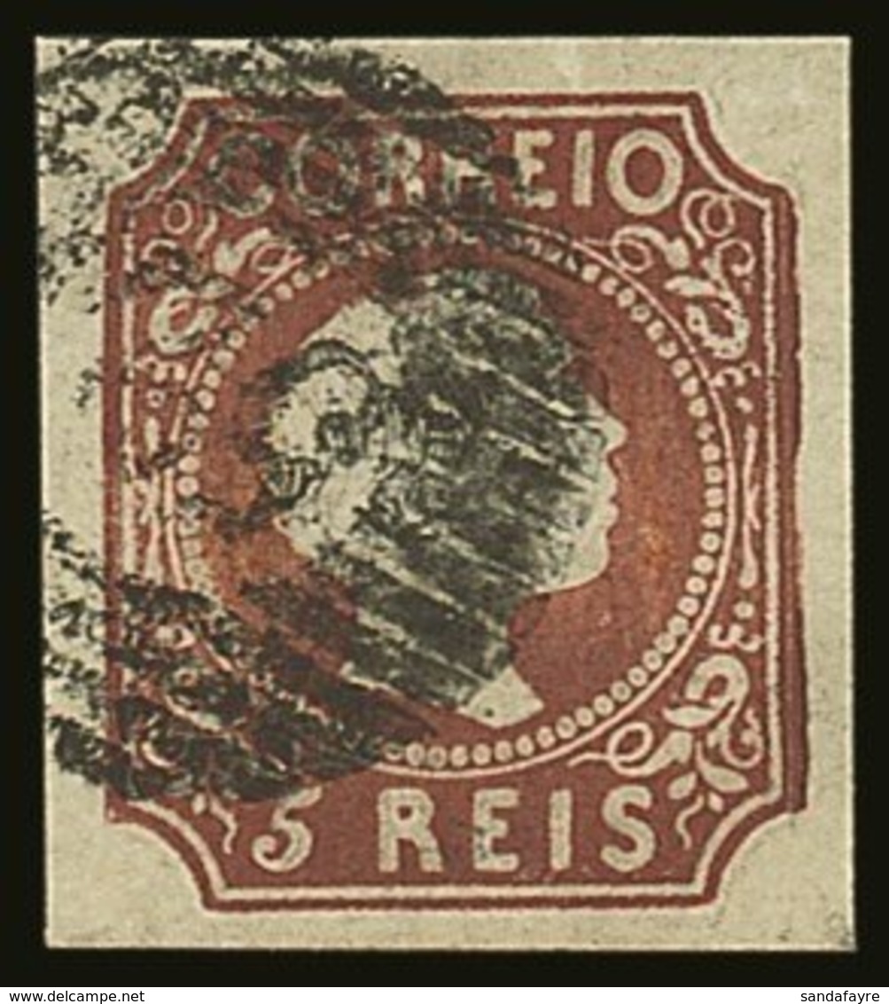1855-56 5r Red-brown Straight Hair, Michel 5, SG 10, Afinsa 5, Fine Used, Four Large Margins, Fresh Colour, An Attractiv - Other & Unclassified