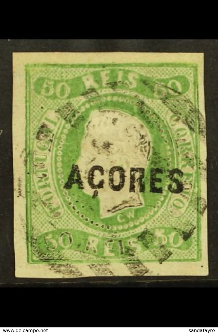 AZORES 1868-70 50r Green Imperf With 4 Large Margins, SG 4, Very Fine Used For More Images, Please Visit Http://www.sand - Andere & Zonder Classificatie