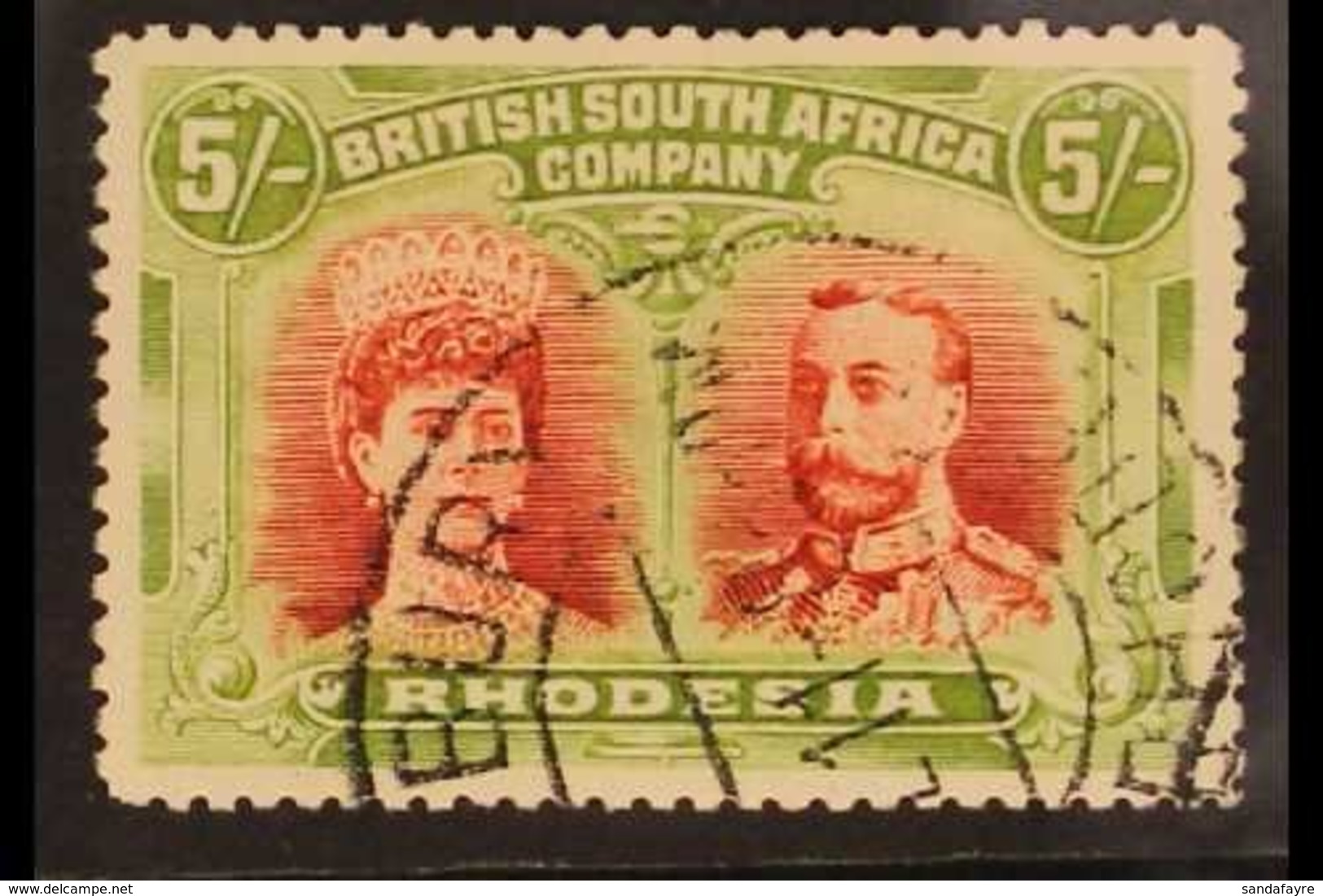 1910-13 5s Crimson And Yellow Green Double Head, SG 160a, Fine Part Salisbury Cds. For More Images, Please Visit Http:// - Andere & Zonder Classificatie