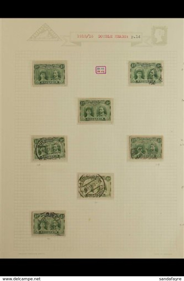 1910-13 DOUBLE HEADS - OLD TIME COLLECTION ON LEAVES With Perf. 14 Shades Of ½d (2), 1d (2), 2½d (2), 3d. 4d, 5d, 10d Fi - Autres & Non Classés