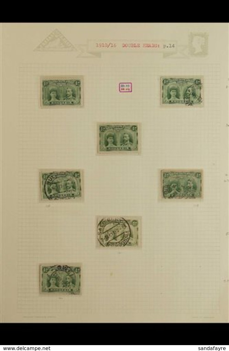 1910-13 DOUBLE HEADS - OLD TIME COLLECTION ON LEAVES With Perf. 14 Shades Of ½d (2), 1d (2), 2½d (2), 3d. 4d, 5d, 10d Fi - Other & Unclassified