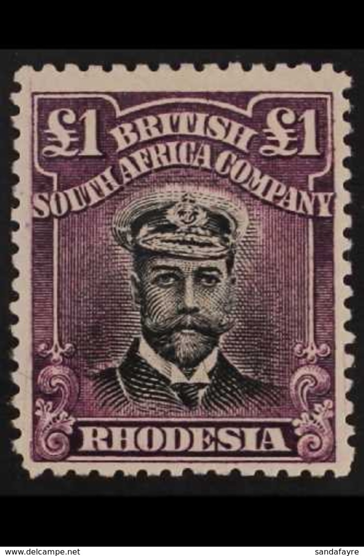 1913-19 £1 Black And Purple Head Die II, Perf 14, SG 242, Very Fine Mint. For More Images, Please Visit Http://www.sanda - Other & Unclassified