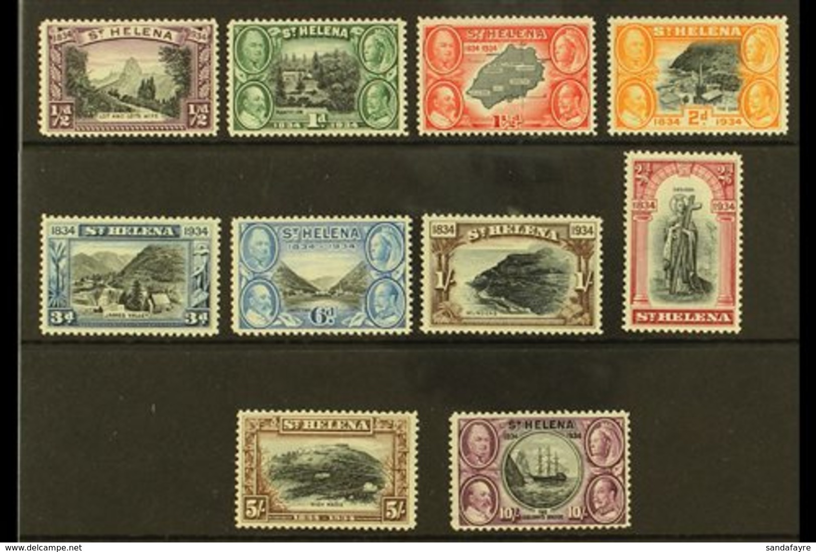 1934 Centenary Complete Set, SG 114/23, Very Fine Mint, Very Fresh. (10 Stamps) For More Images, Please Visit Http://www - Isola Di Sant'Elena