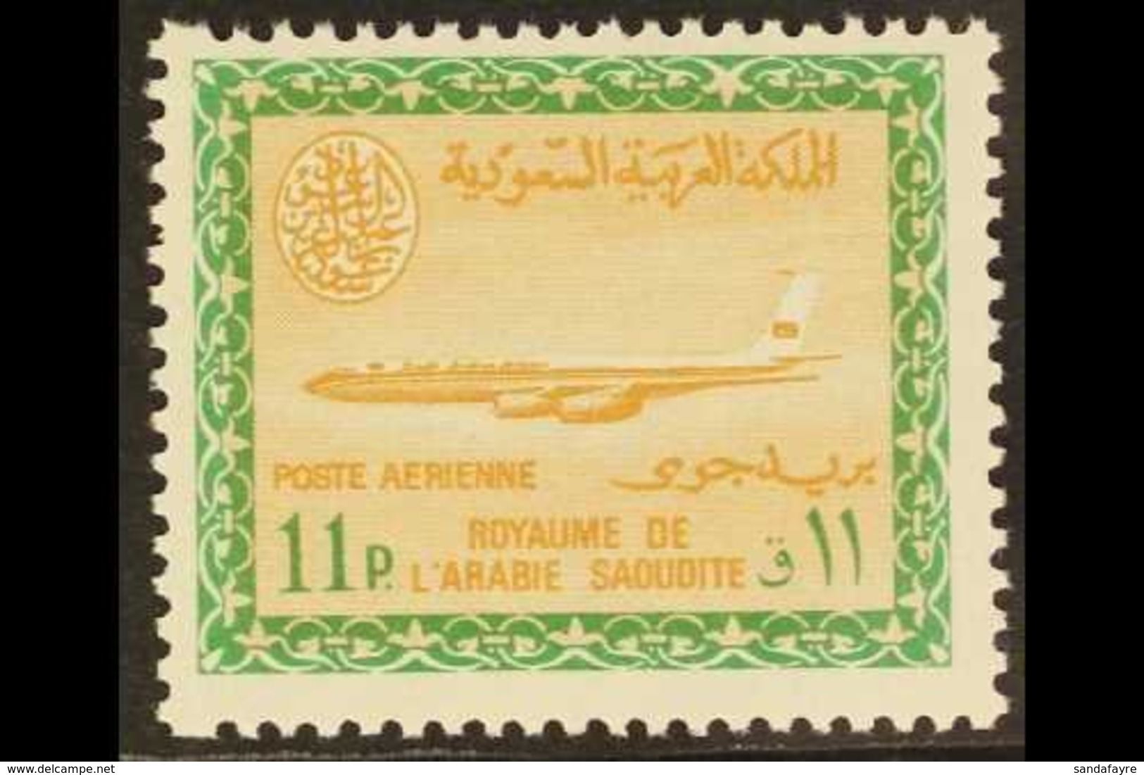 1964-72 11p Buff And Emerald Air "Boeing 720B", SG 595, Never Hinged Mint. For More Images, Please Visit Http://www.sand - Saudi-Arabien