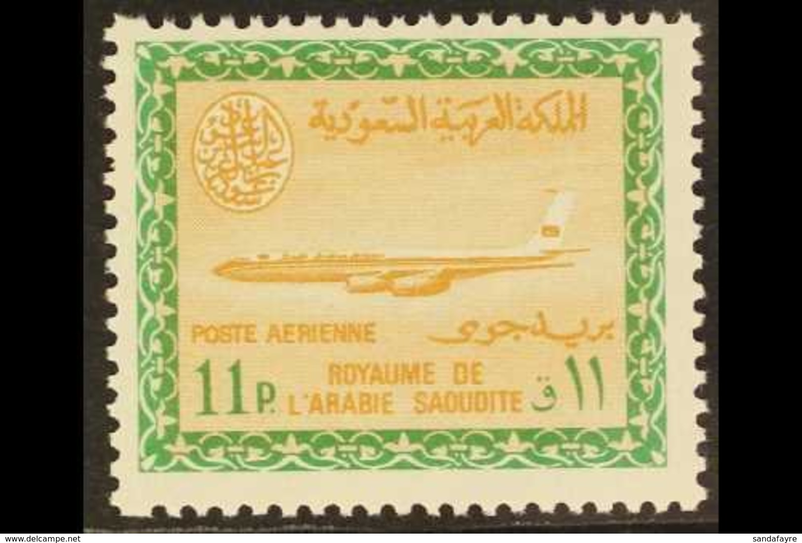 1964-72 11p Buff And Emerald Air "Boeing 720B", SG 595, Never Hinged Mint. For More Images, Please Visit Http://www.sand - Saudi Arabia