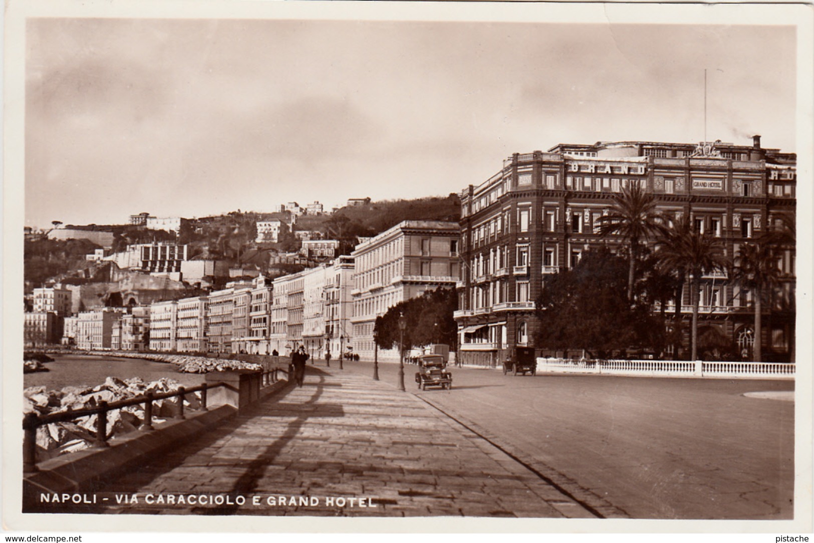 Real Photo Vera Fotografia - B&W RPPC - Italy Italia - Naples Napoli - Via Caracciolo Grand Hotel - Animation - 2 Scans - Napoli (Naples)