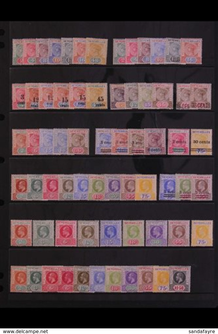 1890-1938 FINE MINT COLLECTION Neatly Laid Out On Stock Pages, We See 1890 Die I Set To 48c, 1892 Die II Set, 1893 Surch - Seychellen (...-1976)