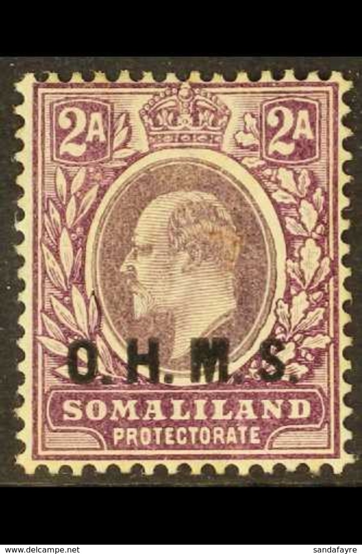 OFFICIAL 1904-05 2a Dull And Bright Purple Wmk Crown CA, SG O12, Very Fine Mint. For More Images, Please Visit Http://ww - Somaliland (Protectorat ...-1959)