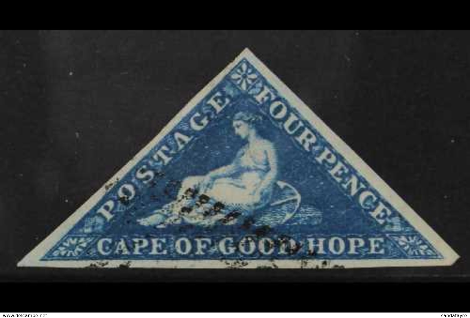 CAPE OF GOOD HOPE 1853 4d Blue, Imperf With Three Wide Margins, SG 4, Very Fine Used For More Images, Please Visit Http: - Zonder Classificatie