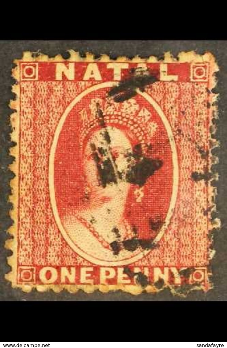 NATAL 1863 1d Carmine-red Perf 13, SG 19, Good Used, Showing Part "16" Of Papermakers Watermark Of "TH SAUNDERS 1862" (s - Unclassified