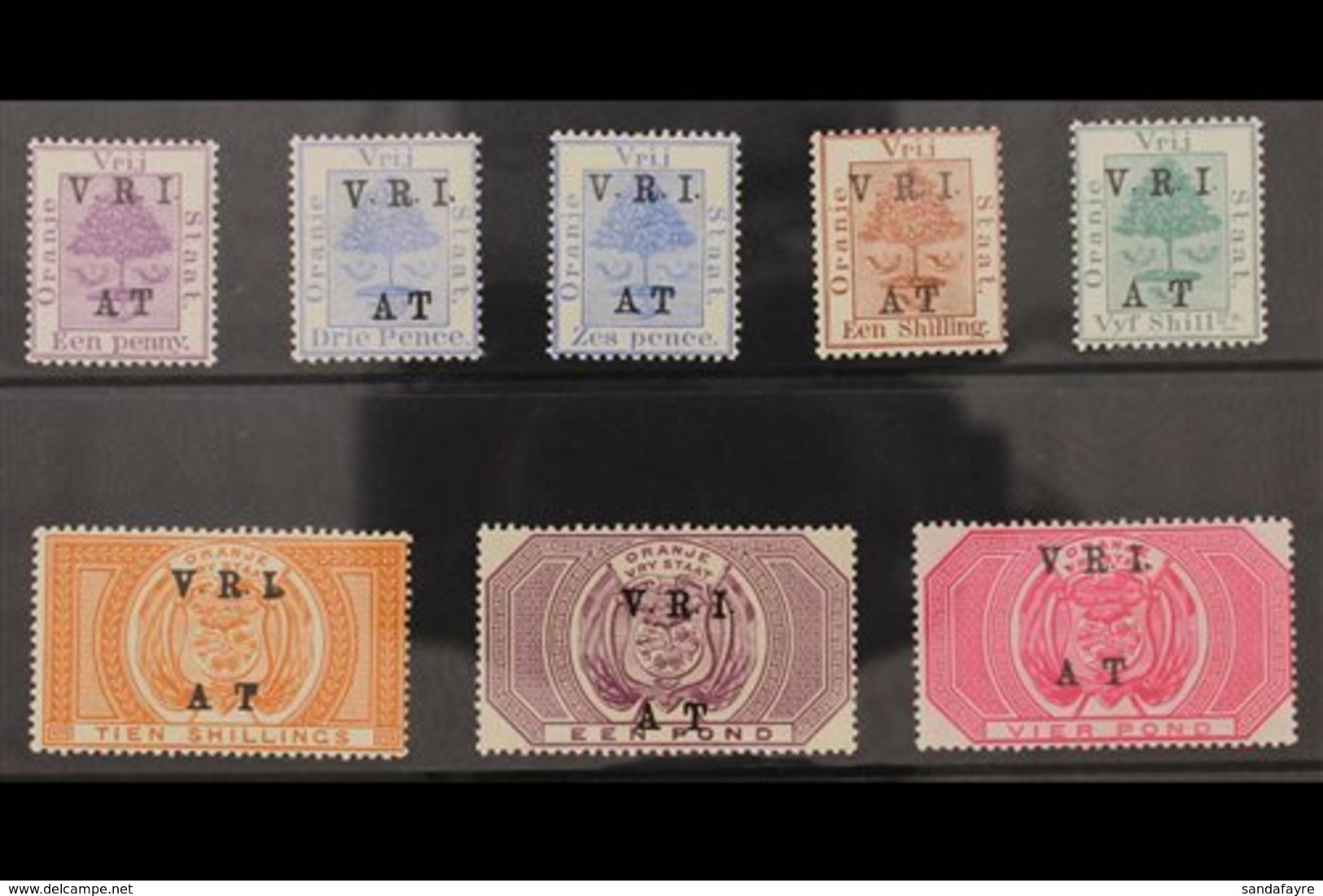 ORANGE FREE STATE TELEGRAPH STAMPS 1900 "V.R.I. / AT" Overprinted Set, 1d To £4, SG T42/49, Very Fine Mint. (8 Stamps) F - Unclassified