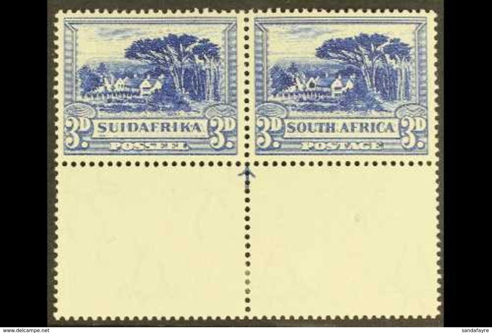 1930-44 3d Blue, Watermark Inverted, WINDOW FLAW, Arrow Margin At Base, SG 45d, Very Fine Mint. For More Images, Please  - Unclassified