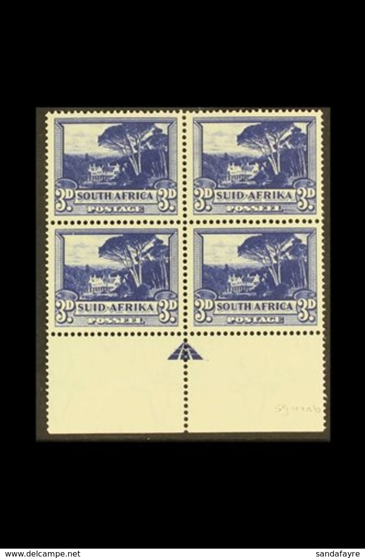 1947-54 3d Deep Intense Blue, ARROW BLOCK OF 4, CW31b, SACC 116b & Previously Listed As SG 117b, Never Hinged Mint, Cert - Unclassified