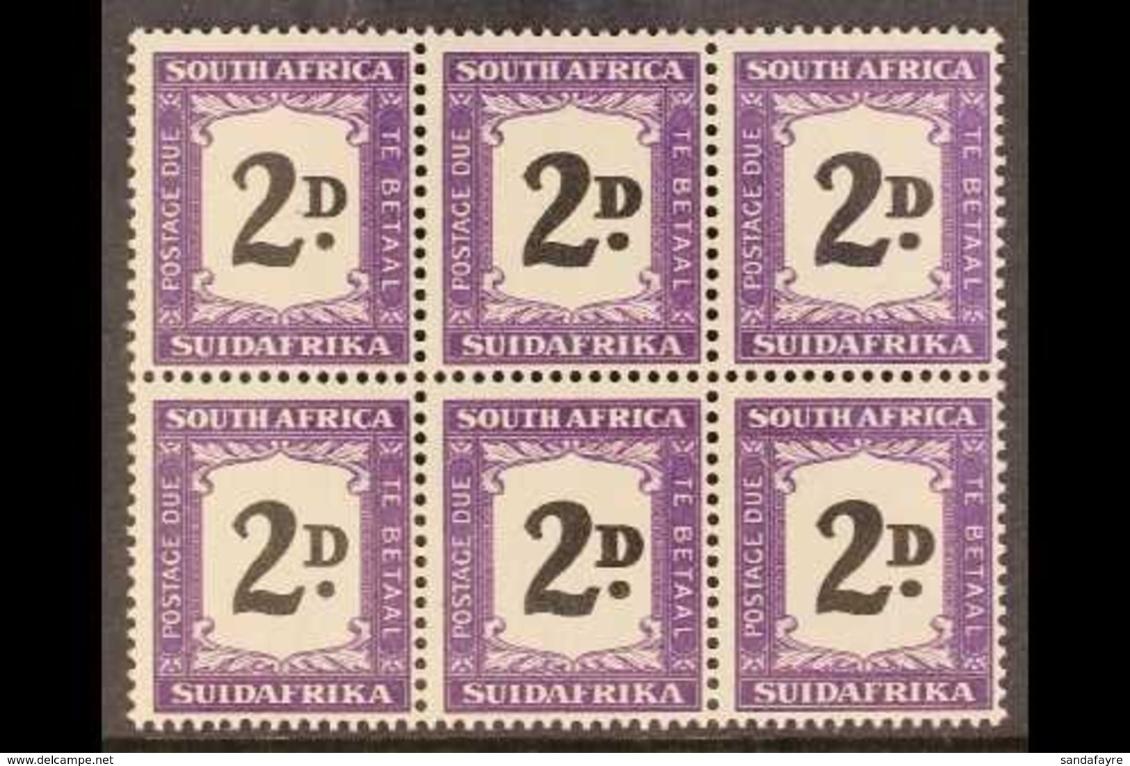 1948-49 POSTAGE DUE 2d Black And Violet, Block Of Six, Showing Thick (double) "D" In Four Positions (R15 5-6, R16 5-6),  - Zonder Classificatie