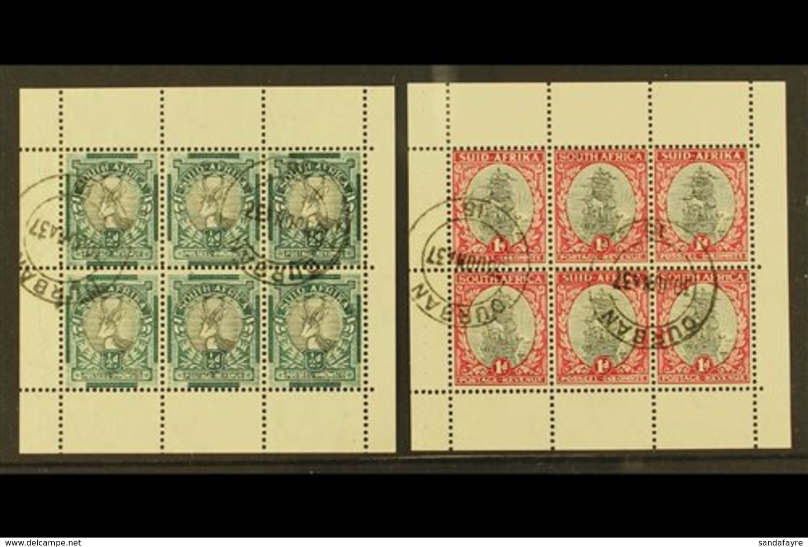 BOOKLET PANES 1937 ½d & 1d  Blank Margins COMPLETE PANES OF SIX, SG 75ca, 56f, Very Fine Used And Scarce Thus (2 Panes). - Non Classés