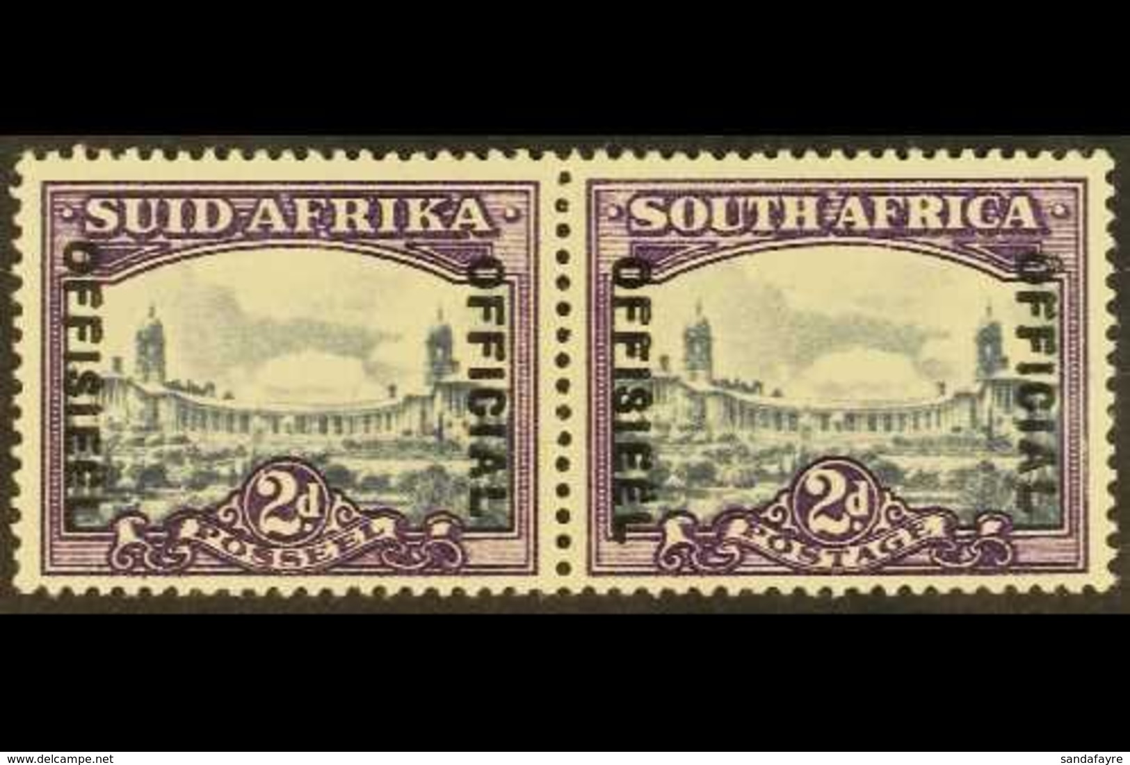 OFFICIAL 1947-49 2d Slate And Deep Lilac With DIAERESIS Over Second "E" Of "OFFISIEEL", SG O36a, Horizontal Pair Very Fi - Non Classés