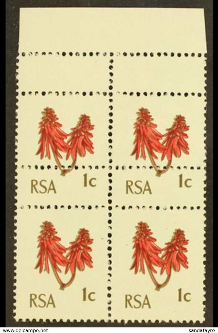 RSA VARIETY 1969 1c Rose-red & Olive-brown, Block Of 4 With EXTRA STRIKE OF COMB PERFORATOR, SG 277, Never Hinged Mint.  - Non Classés