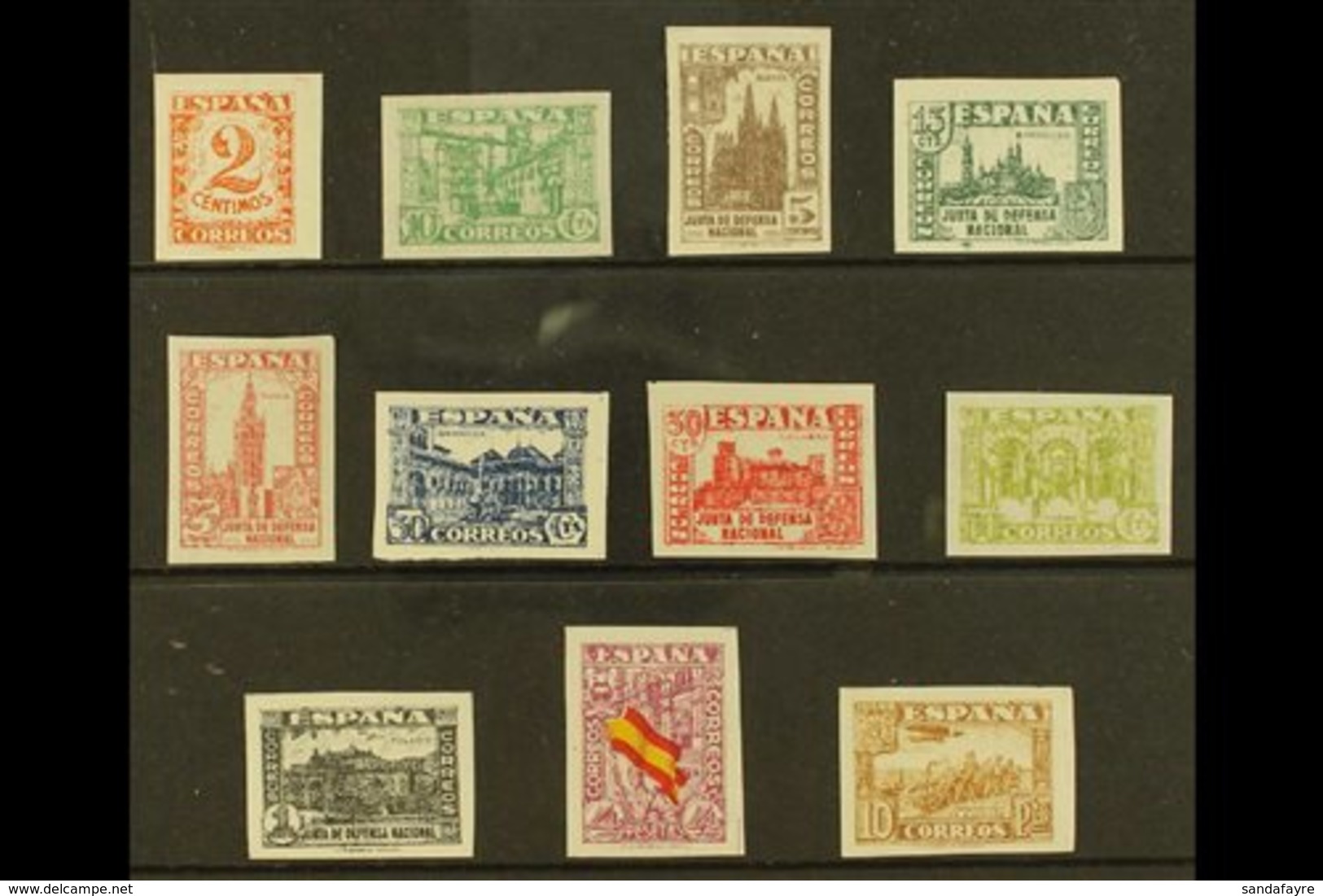 1936 "Junta De Defensa Nacional" Imperfs, Complete Basic Set, Edifil 803s/813s (excl The Later 30c Rose, 808As), As SG 8 - Andere & Zonder Classificatie