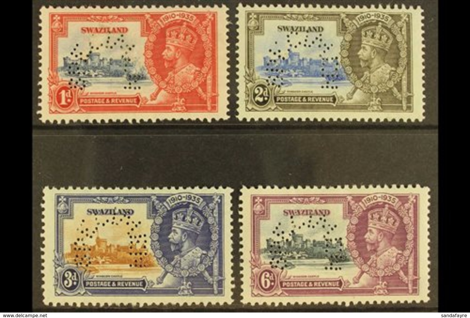 1935 Silver Jubilee Set Perforated "Specimen", SG 21s/ 24s, Very Fine Mint, Large Part Og. (4 Stamps) For More Images, P - Swaziland (...-1967)