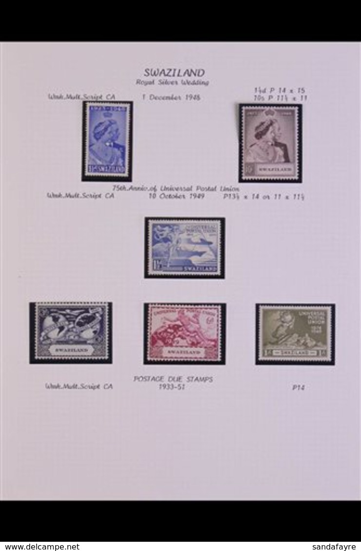 1937-51 COMPLETE KGVI FINE MINT COLLECTION A Complete Basic Run For Period (Coronation To UPU) Presented In Mounts On Al - Swaziland (...-1967)