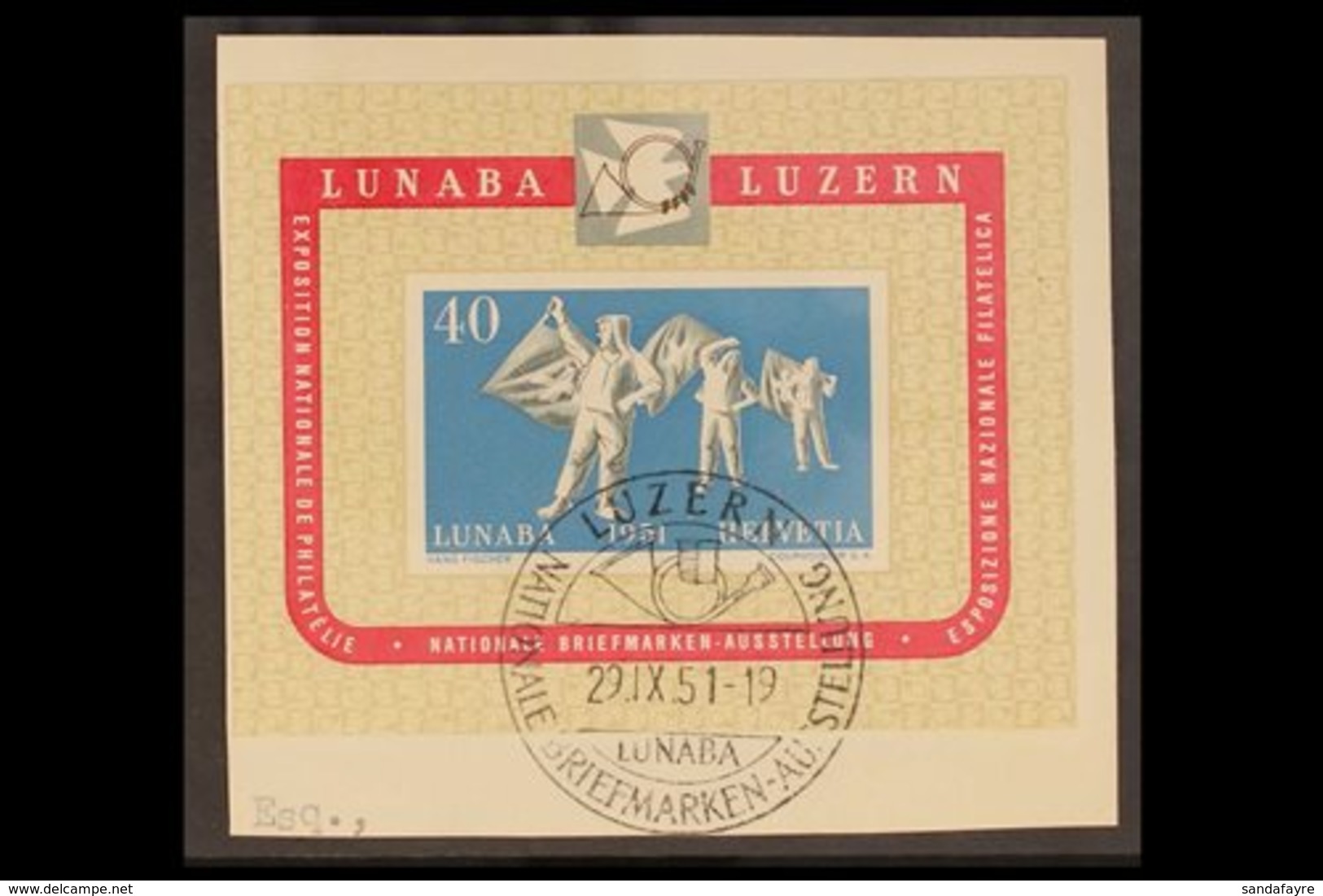 1951 LUNABA Exhibition Mini-sheet (Michel Block 14, SG MS531a), Very Fine Used On Piece, Very Fresh. For More Images, Pl - Autres & Non Classés