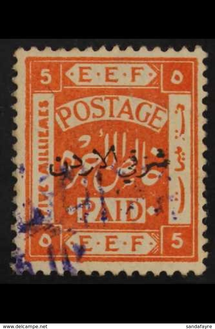 1923 2½/10thsp On 5m Orange, "Violet Surcharge" Variety, SG 70b, Good Used  For More Images, Please Visit Http://www.san - Jordanie