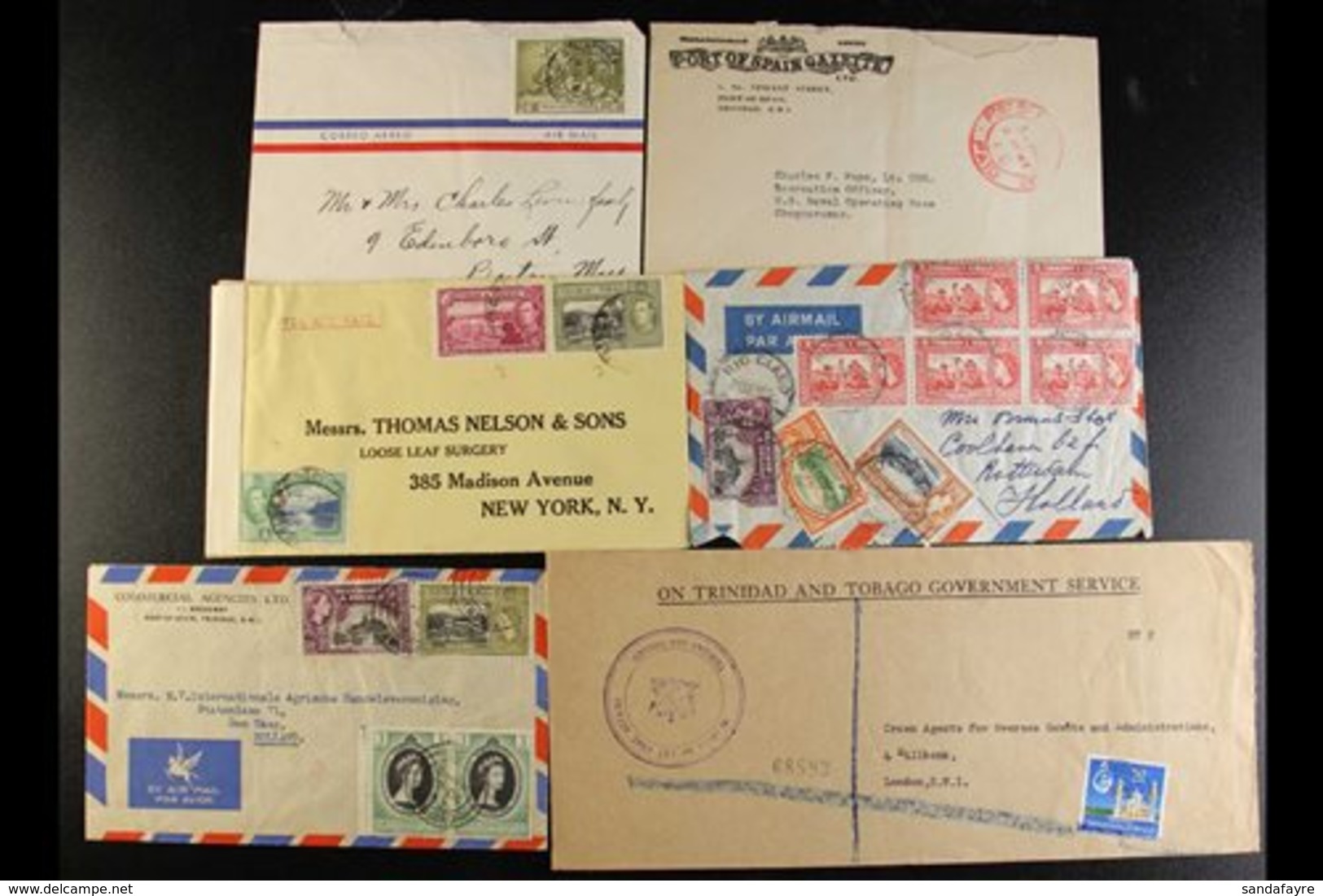 POSTAL HISTORY ACCUMULATION Majority Is Commercial Mail From KGVI / Early QEII Period, We Note 1942 Censored Cover To Ne - Trinité & Tobago (...-1961)