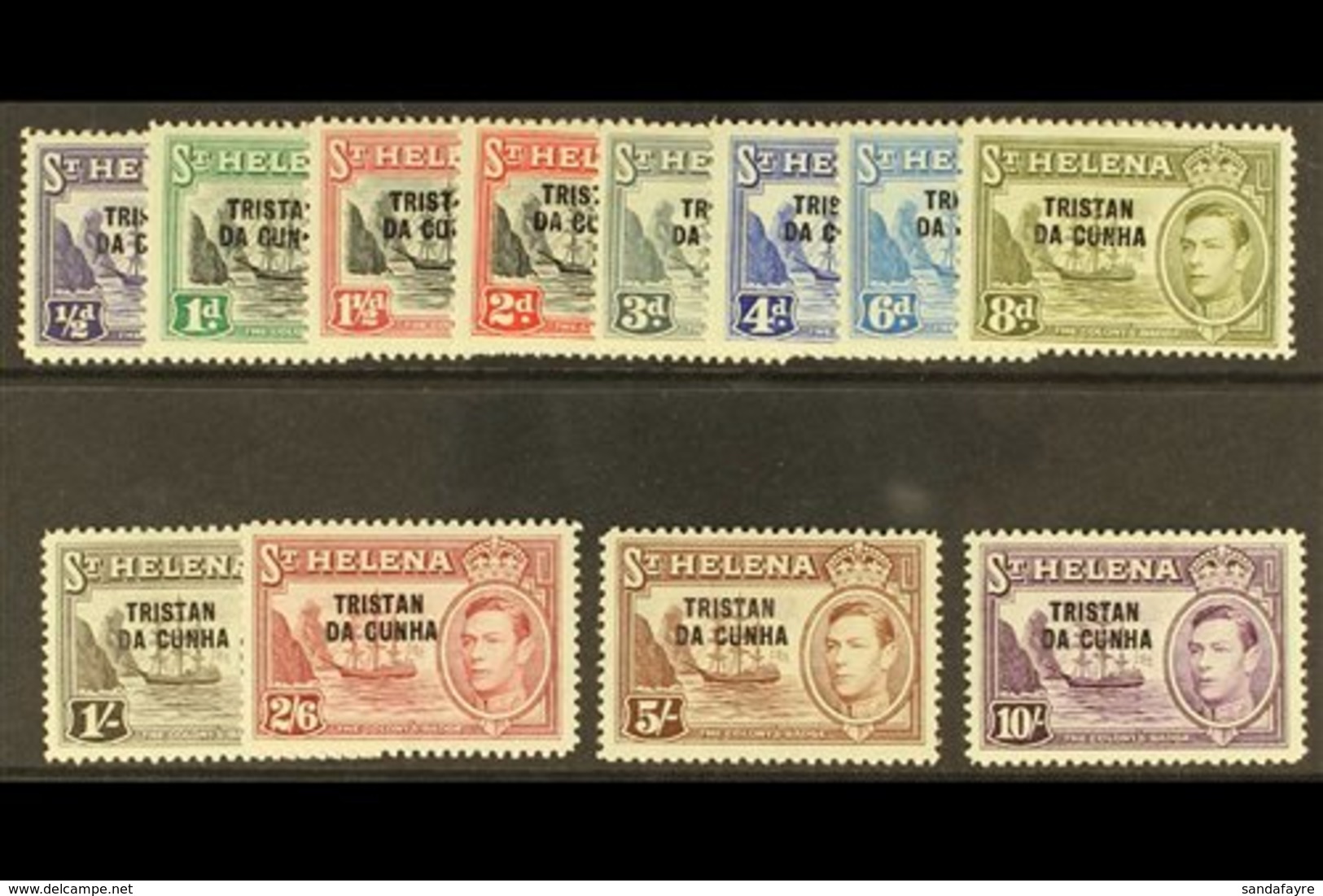 1952 Overprints On St Helena Complete Definitive Set, SG 1/12, Very Fine Mint. (12 Stamps) For More Images, Please Visit - Tristan Da Cunha