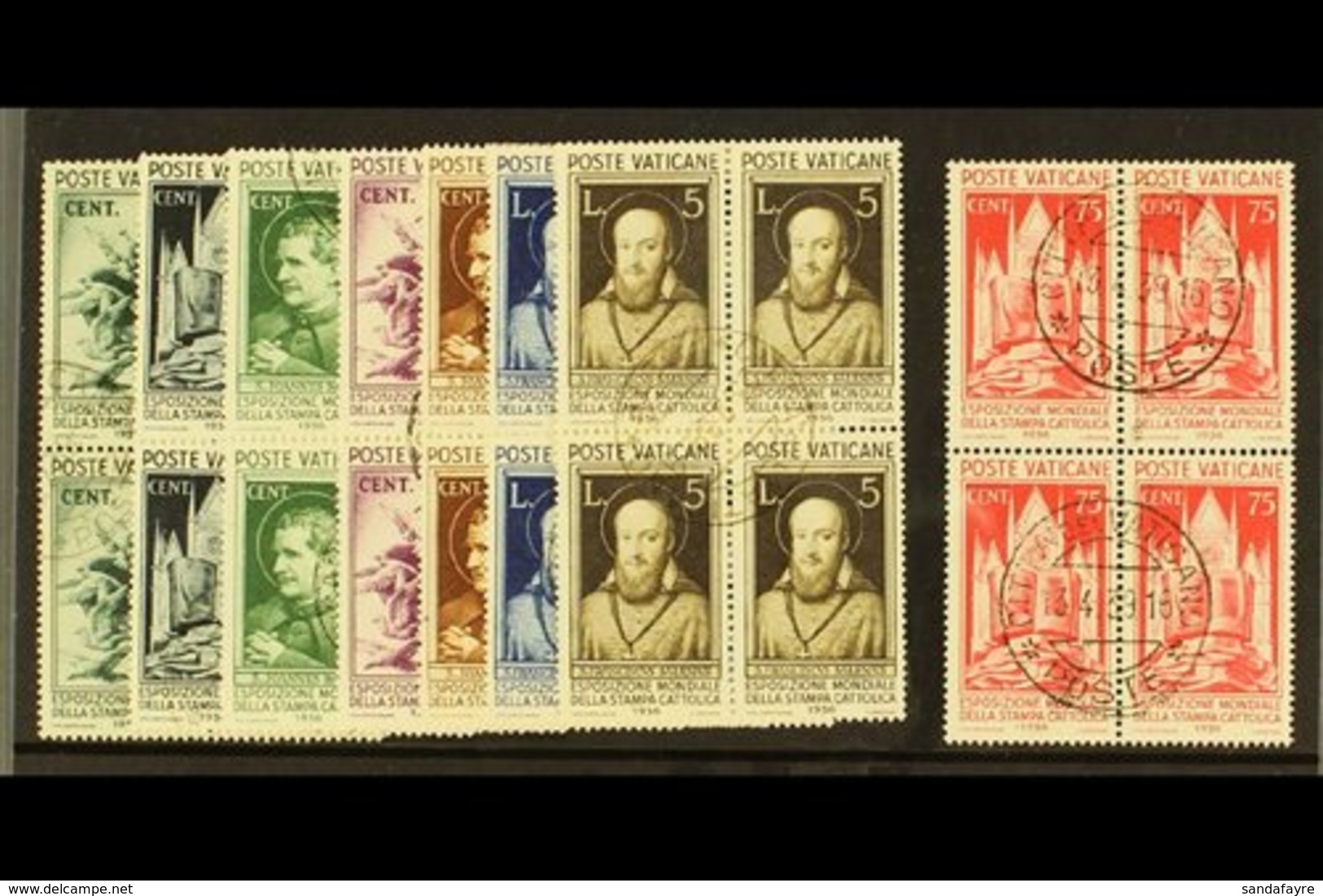 1936 Catholic Press Complete Set In BLOCKS OF FOUR, Mi 51/8, Very Fine Used (8 Blocks / 32 Stamps). For More Images, Ple - Autres & Non Classés