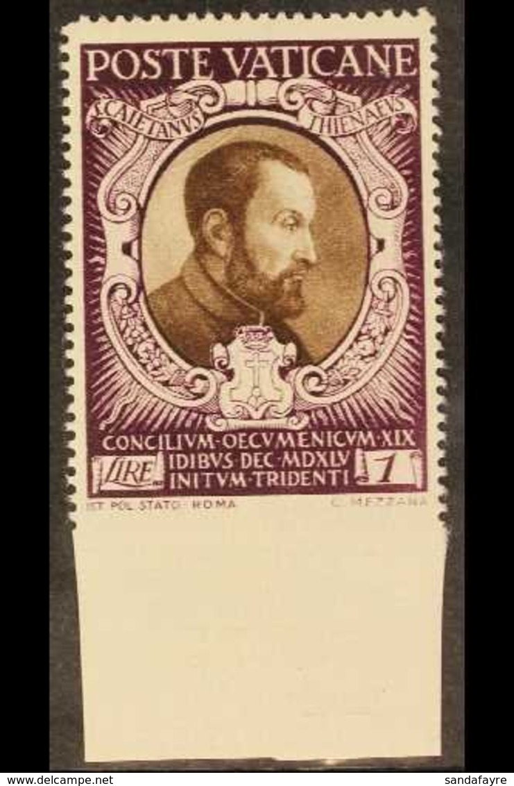 1946 1L Sepia & Purple "St Cajetan Of Thiene" IMPERF AT BASE VARIETY, Sass 114e, Never Hinged Mint For More Images, Plea - Other & Unclassified