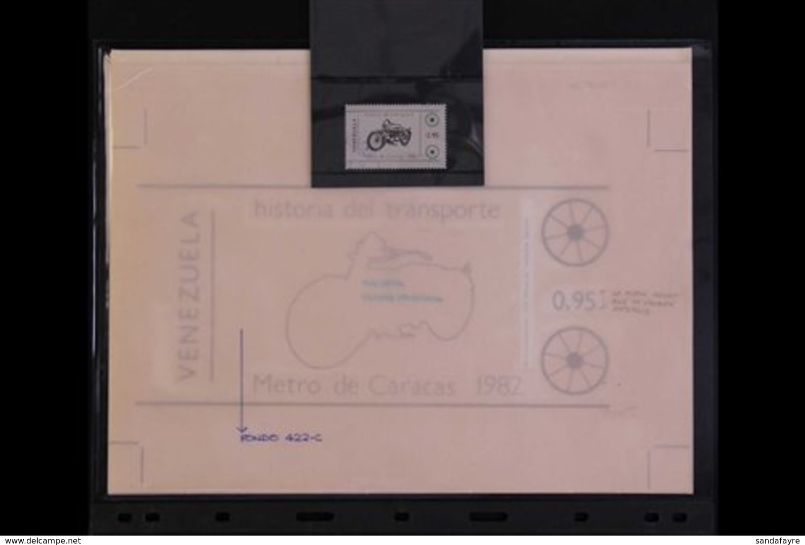 1983 STAMP DESIGN COMPOSITION 1983 0.95c Transport - Cleveland Motorcycle (Scott 1292, SG 2493) - Design For Frame And T - Venezuela