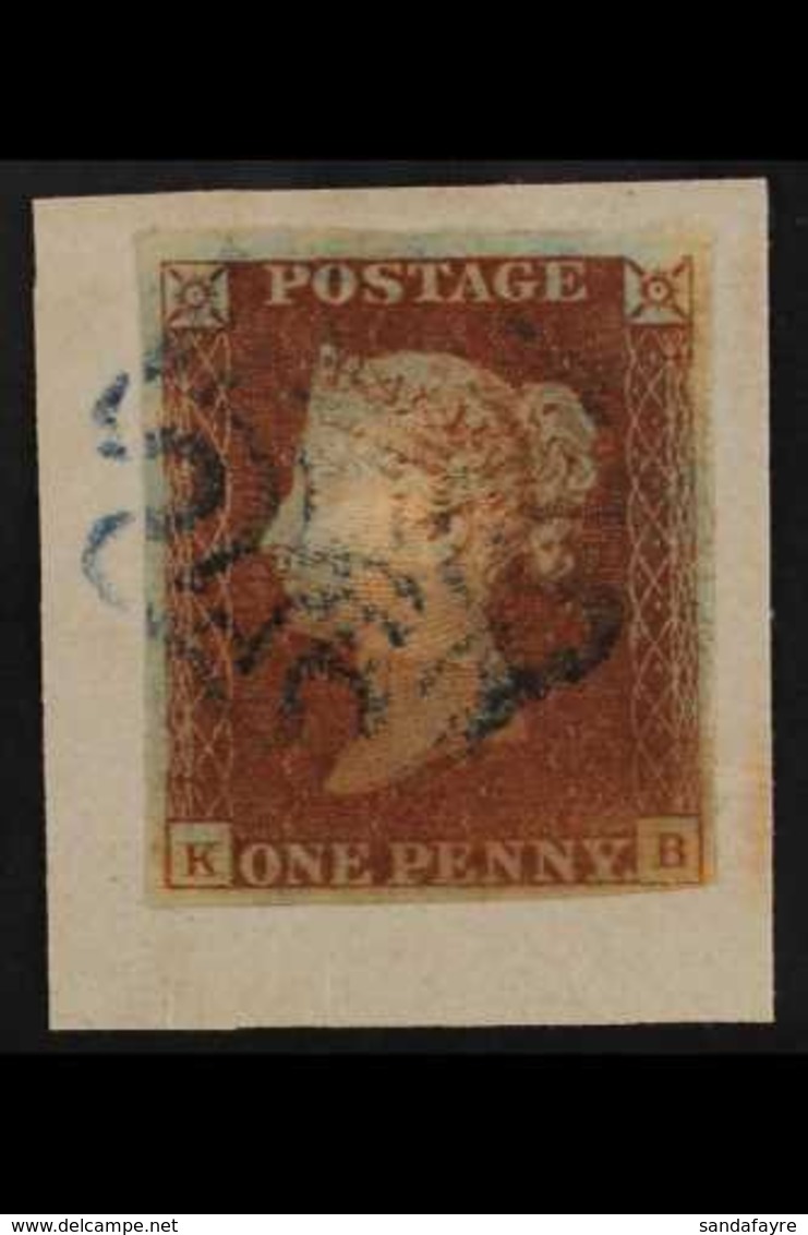 1841 1d Red, SG 8L, Lightly Used With BLUE MALTESE CROSS Cancel, Tied To Small Piece, Stamp With Four Margins. For More  - Autres & Non Classés