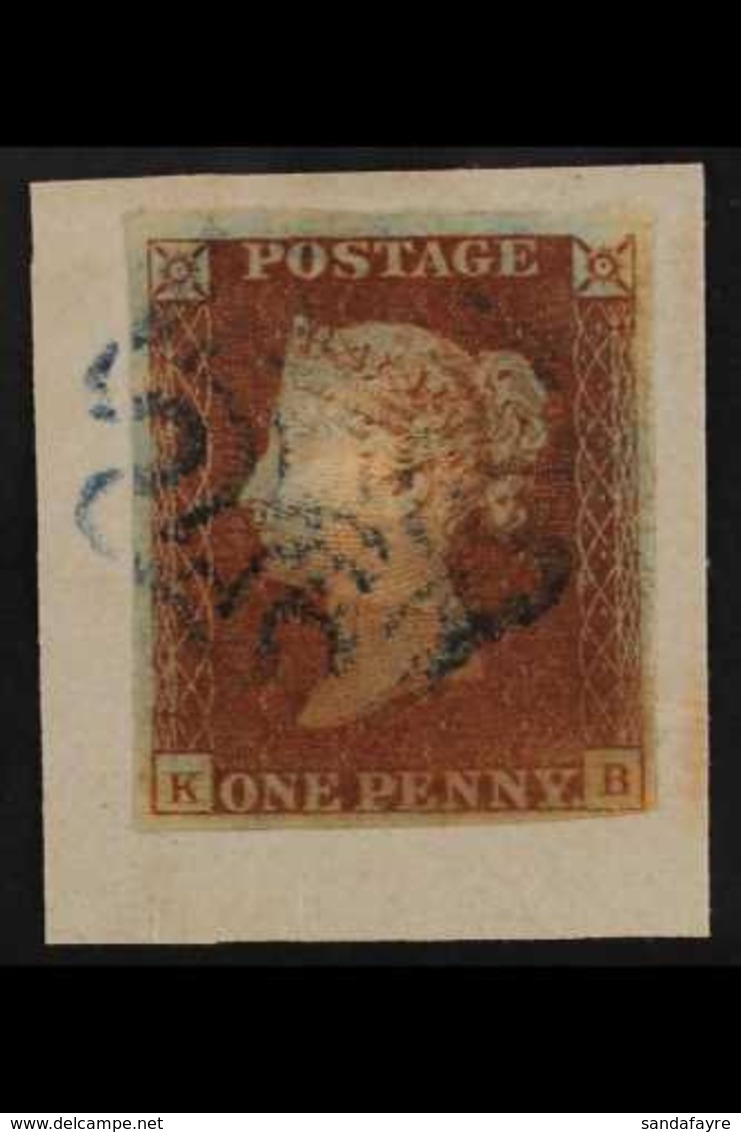 1841 1d Red, SG 8L, Lightly Used With BLUE MALTESE CROSS Cancel, Tied To Small Piece, Stamp With Four Margins. For More  - Andere & Zonder Classificatie