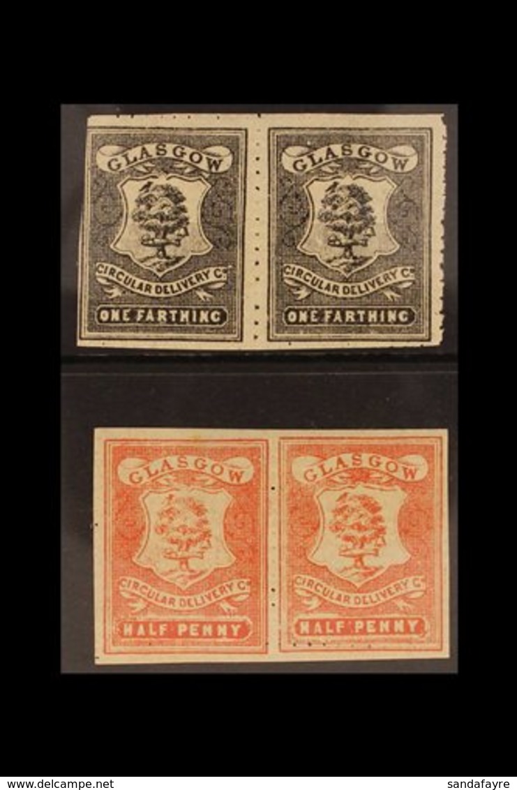 1866 GLASGOW CIRCULAR DELIVERY COMPANY ¼d Black & ½d Dull Scarlet (pin Perf 10½), SG Spec CD20a/21a, Scissor Cut Mint Ho - Autres & Non Classés