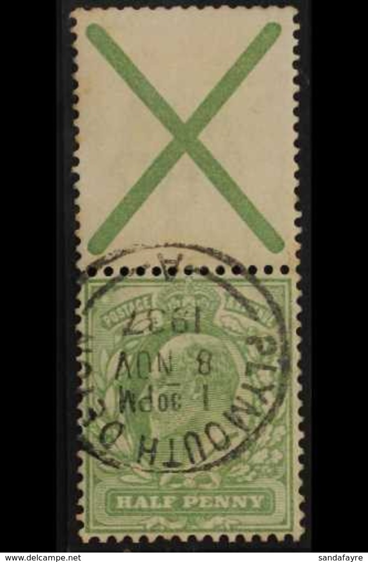 1902-10 ½d Yellowish Green, Vertical Pair With St. Andrew's Cross, SG 218a, Very Fine Used. For More Images, Please Visi - Ohne Zuordnung