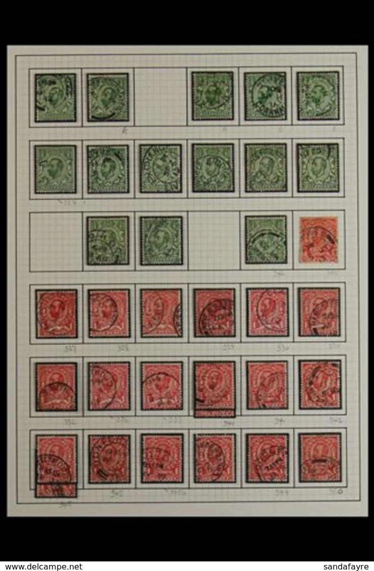 1911-12 DOWNEY HEADS - Album Page Of Used Examples, Majority Identified By SG Number, Note 1d "No Cross On Crown" (SG 34 - Ohne Zuordnung